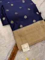 Laalima (Mushru satin silk) -  Navy blue - Image 6