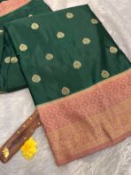 Laalima (Mushru satin silk) - Bottle green - Image 5
