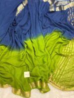 Aira (Georgette silk) - Green - Blue - Image 3