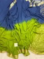 Aira (Georgette silk) - Green - Blue - Image 3