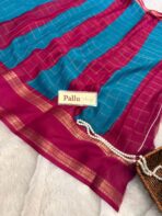 Bhumi (Semi Mysore crepe) - Rama blue & Magenta - Image 3