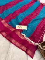Bhumi (Semi Mysore crepe) - Rama blue & Magenta - Image 3