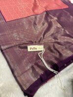 Lakshmi (Semi silk) - Peach & Magenta - Image 5