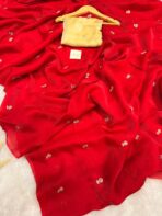 Elara (Sequinned space silk) - Vermilion red - Image 4