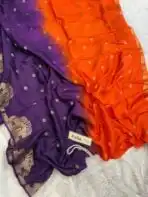 Aandal (Viscose Jute silk) -  Orange & Purple - Image 3