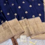 Laalima (Mushru satin silk) -  Navy blue