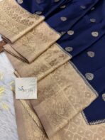 Laalima (Mushru satin silk) -  Navy blue - Image 2
