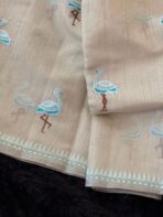 Flamboyant Flamingos (Tissue Chanderi) - Ice blue - Image 5