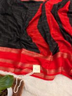 Bhumi (Semi Mysore crepe) - Black & Red