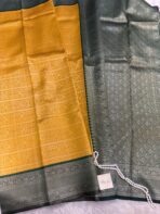 Lakshmi (Semi silk) - Mango yellow & Green - Image 4