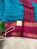 Bhumi (Semi Mysore crepe) - Rama blue & Magenta - Image 4