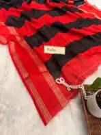 Bhumi (Semi Mysore crepe) - Black & Red - Image 3
