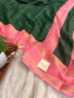 Bhumi (Semi Mysore crepe) - Green & Pink