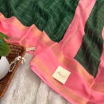 Bhumi (Semi Mysore crepe) - Green & Pink