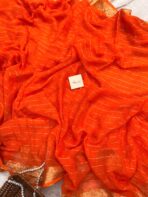 Dilruba (Crushed Viscose georgette) - Orange - Image 3