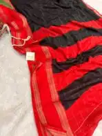 Bhumi (Semi Mysore crepe) - Black & Red - Image 2