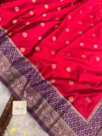Laalima (Mushru satin silk) -  Vermilion red - Image 3