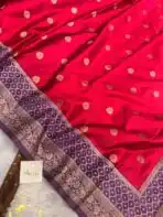 Laalima (Mushru satin silk) -  Vermilion red - Image 3