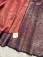 Lakshmi (Semi silk) - Peach & Magenta - Image 3