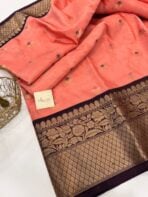 Nilambari (Soft silk) - Peach & Plum - Image 2