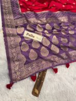 Laalima (Mushru satin silk) -  Vermilion red - Image 7