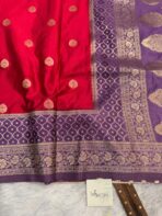 Laalima (Mushru satin silk) -  Vermilion red - Image 4