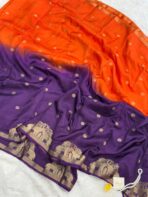 Aandal (Viscose Jute silk) -  Orange & Purple - Image 2