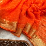 Dilruba (Crushed Viscose georgette) - Orange