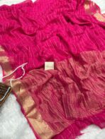 Dilruba (Crushed Viscose georgette) - Rani Pink - Image 3