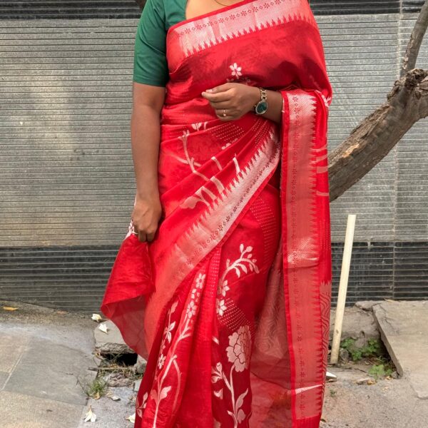 Rohini ( Soft silk) - Vermillion red