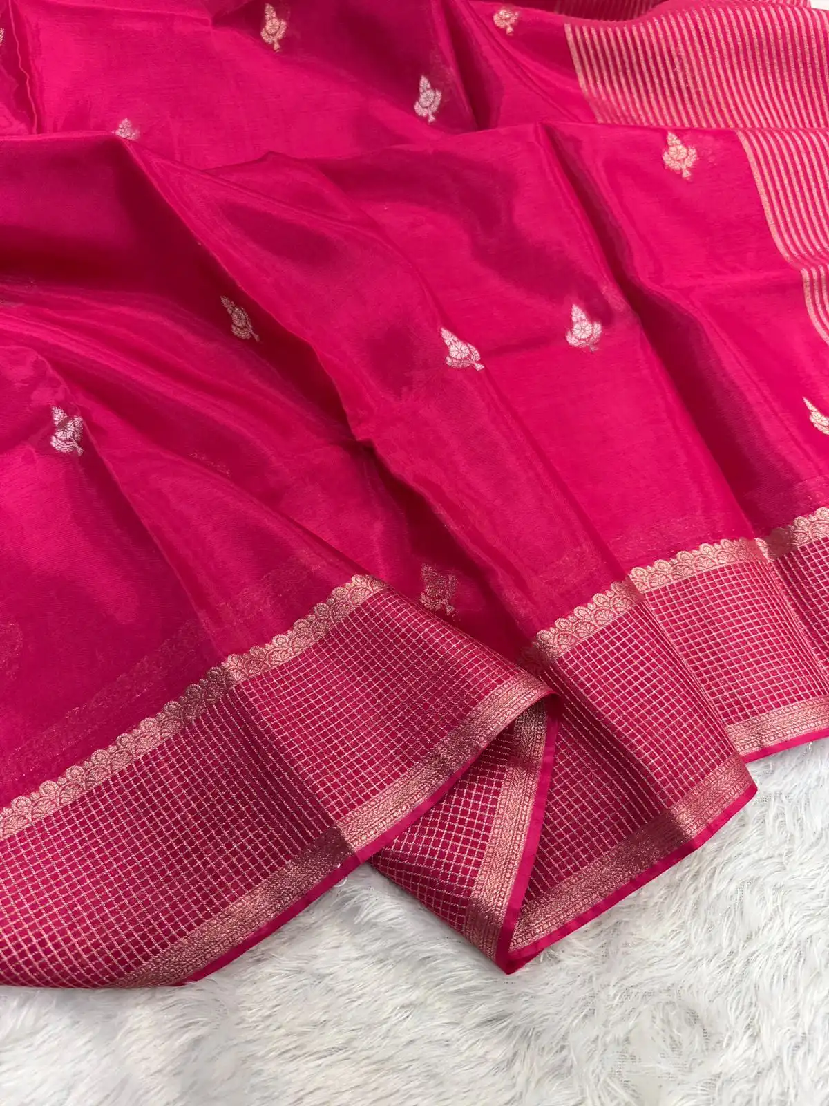 dcacc89f-8741-4598-b761-f00b41cd2c0b Shivanya (Mushru Kattan silk) - Rani Pink - Image 1