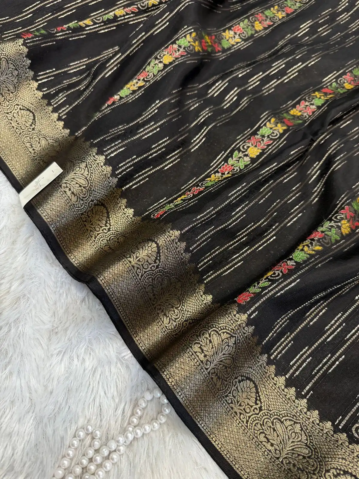 df636704-d5a8-49d0-b92c-9a5e377b04cf Shivanya (Mushru Kattan silk) - Black - Image 1