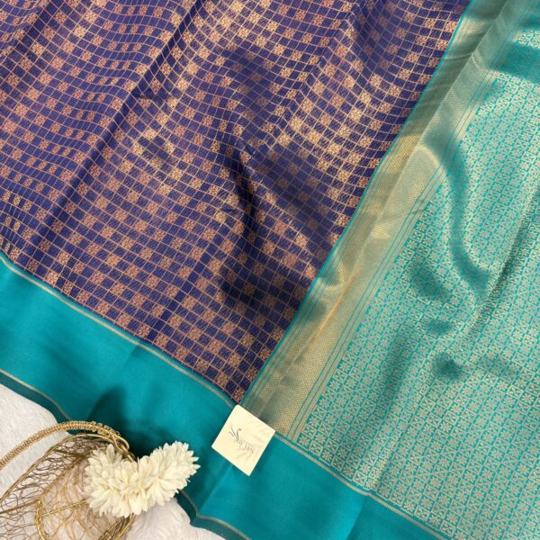 Lakshmi (Semi silk) - Navy blue