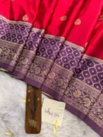 Laalima (Mushru satin silk) -  Vermilion red - Image 2