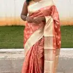 Varnam (Tissue Kancheevaram silk ) - Bright Salmon