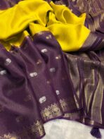 Shrivalli (Mysore silk) - Yellow & Wine - Image 2