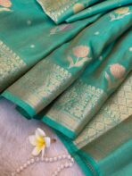 Mayura (Banaras silk) - Mint green - Image 3