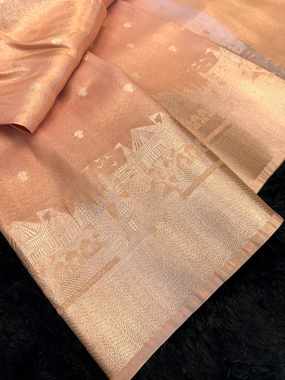 02723f33-2b5b-4284-8da8-fb4faca29de0 Kashi Vaibhavam (Banarasi soft silk) - Tan beige - Image 1