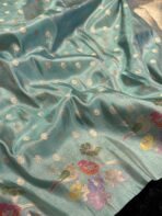 Mayura (Banaras silk) - Aqua blue - Image 2