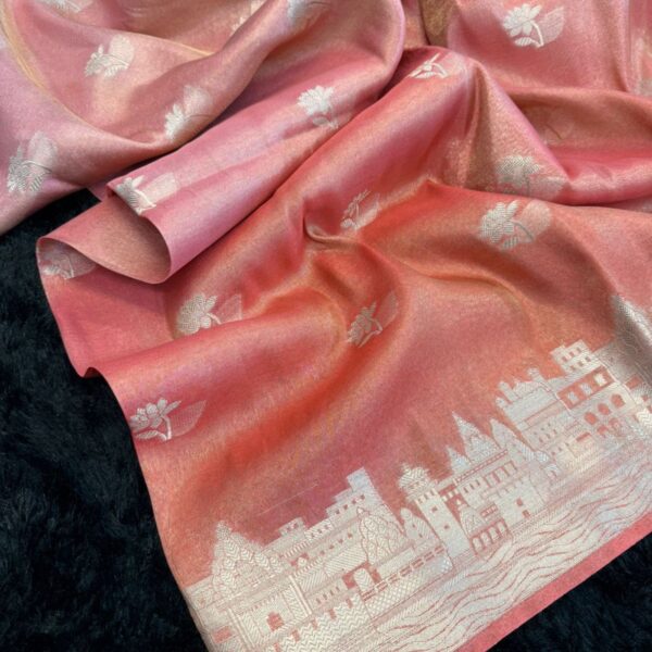 Kashi Vaibhavam (Banarasi soft silk) - Tangerine