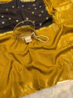 Shrivalli (Mysore silk) - Mustard & Black - Image 2