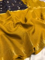 Shrivalli (Mysore silk) - Mustard & Black - Image 5
