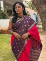 Shrivalli (Mysore silk) - Hot pink & Violet - Image 6