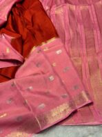 Shrivalli (Mysore silk) - Baby pink & Red - Image 2