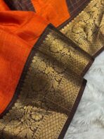 Mayilini (Banarasi soft silk) - Burnt orange - Image 2