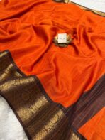 Mayilini (Banarasi soft silk) - Burnt orange