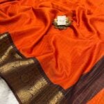 Mayilini (Banarasi soft silk) - Burnt orange