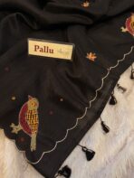 Chidiyan (Hand-embroidered Raw silk) - Black - Image 4