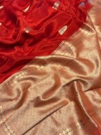 Rukmini (Mushru silk) - Vermilion red - Image 4