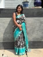 Kavyam (Mul Chanderi) - Teal blue - Image 2